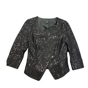 Banana Republic Blazer Black Sequin 3/4 Sleeve Jacket Size 4